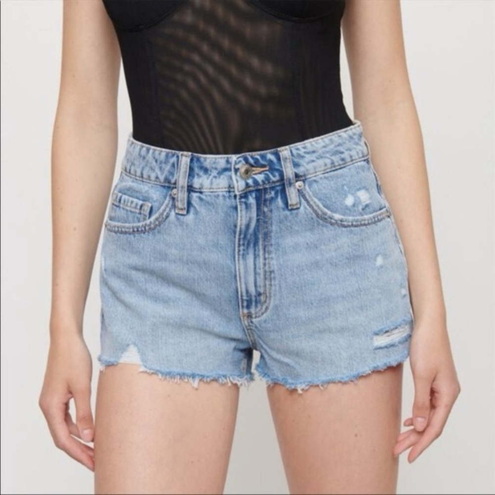 Dynamite Paige Blue Jean Shorts High-Waisted Distressed-Size 27-NWT